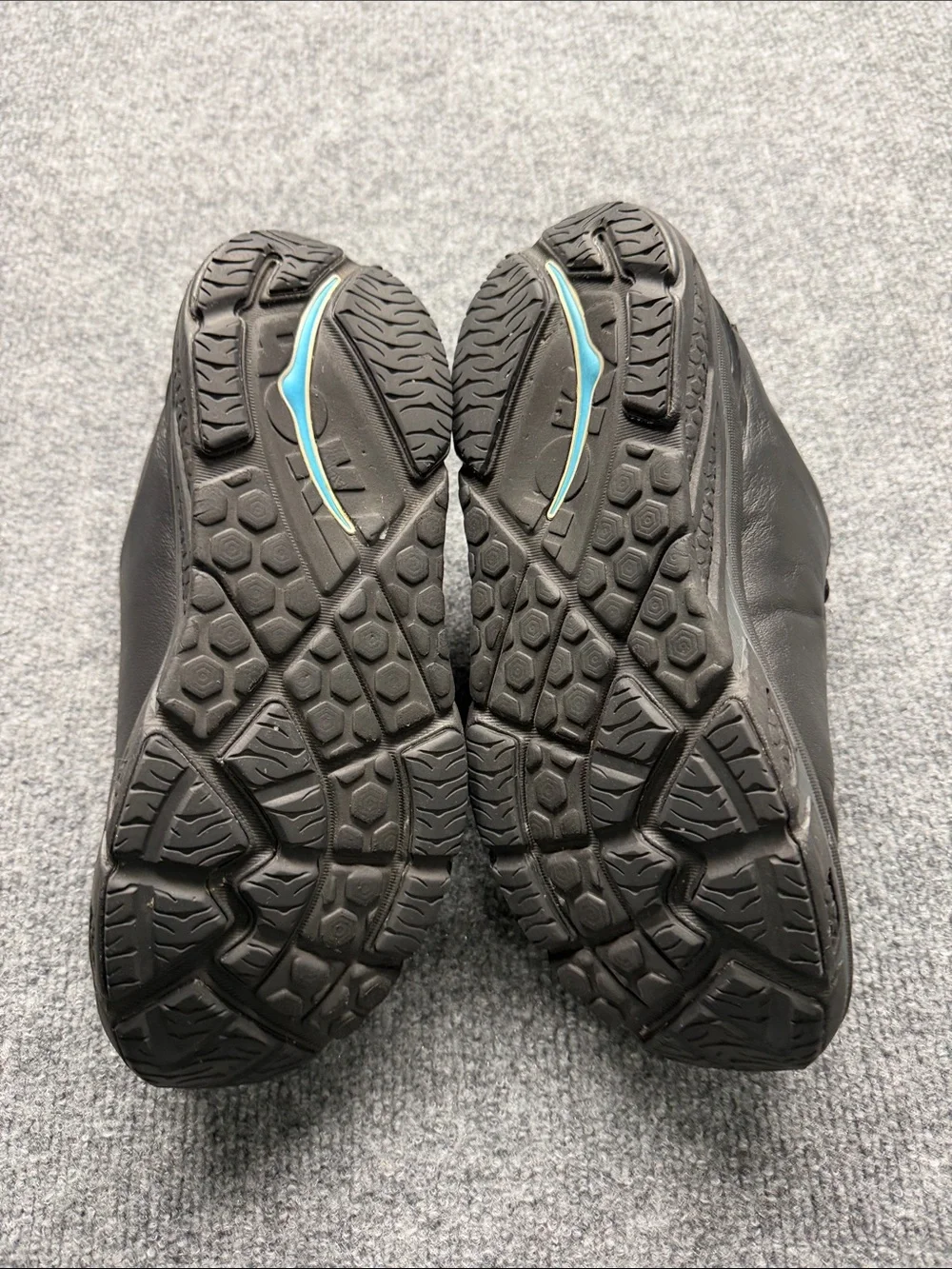 Hoka One One Black leather Walking Sneakers with Blue Lining